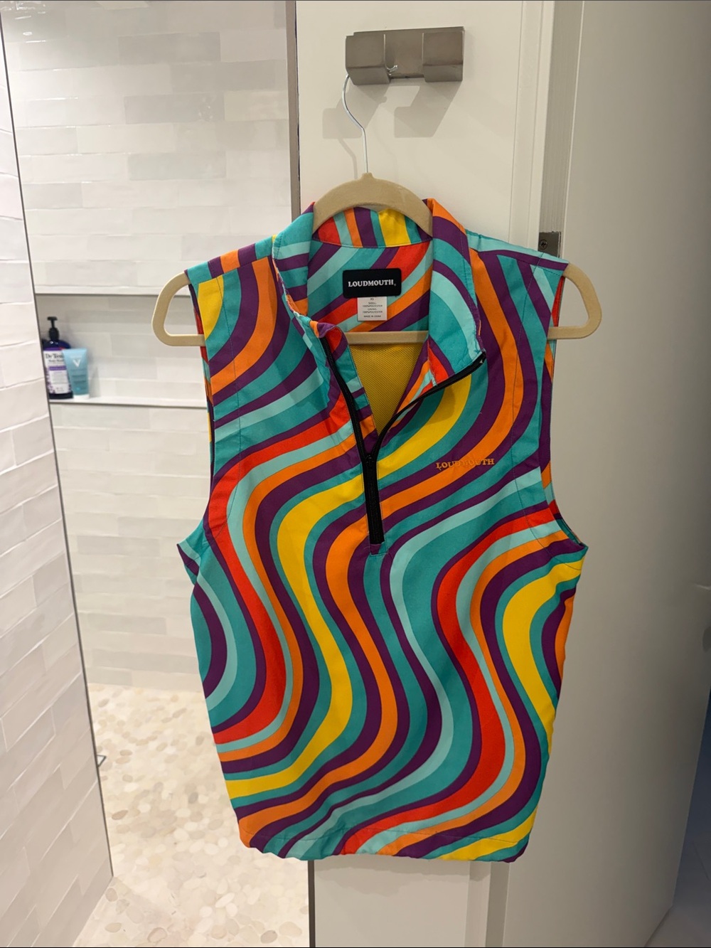 Loudmouth Unisex Sleeveless Zip-Front Top in Multicolor Swirl